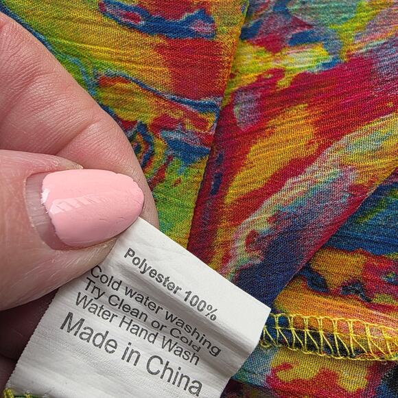 Rossi Roma Women's Slinky Watercolor Floral Print‎ Tunic Top Size XL Multicolor - Picture 7 of 7